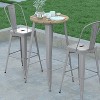 Emma and Oliver Indoor/Outdoor Bar Top Table, 23.75" Round All Weather Poly Resin Top with Steel base - 3 of 4