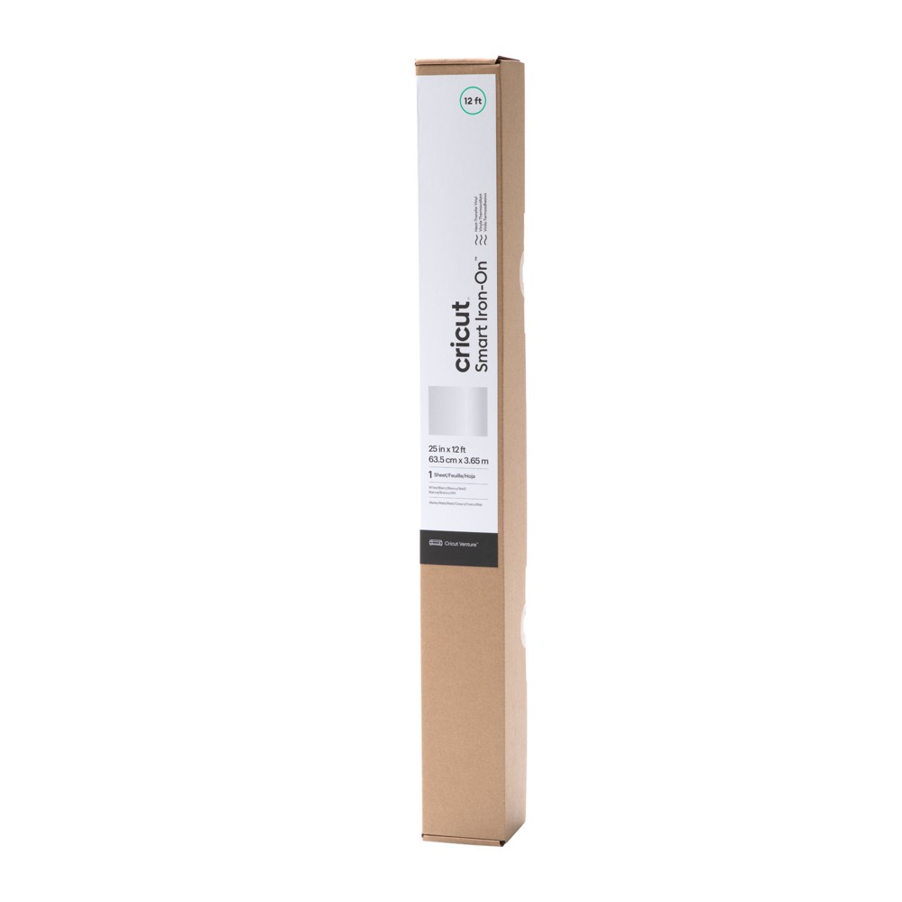 Cricut Venture 12'x25" Smart Iron-On White: Heatpress Compatible Craft Cutting Material, PET, 144" Length
