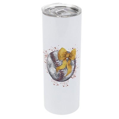 Elanze Designs 20 Ounce Stainless Steel On the Go Travel Tumbler With Push Top Lid, Baseball Red Paint Splatter
