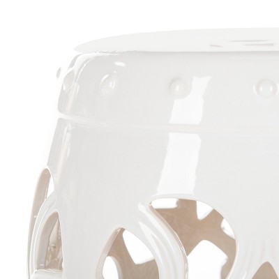 Antique White Ceramic Imperial Vine Garden Stool