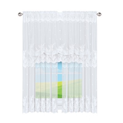 Collections Etc Vintage Rose Lace Sheer Window Curtain Panel