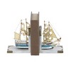 9" x 6" Wooden Sailboat Bookends White/Gold - Olivia & May: Nautical Shelf Decor, Non-Skid Base - 3 of 4