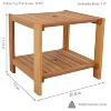 Sunnydaze Outdoor Meranti Wood with Teak Oil Finish Wooden Patio Accent Side Table with Lower Shelf - 20" - Brown - 3 of 4