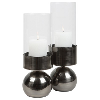 Uttermost Tilston Gunmetal Candleholders, Set of 2