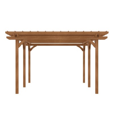 Large Brown Fir Wood Outdoor Pergola with Canopy
