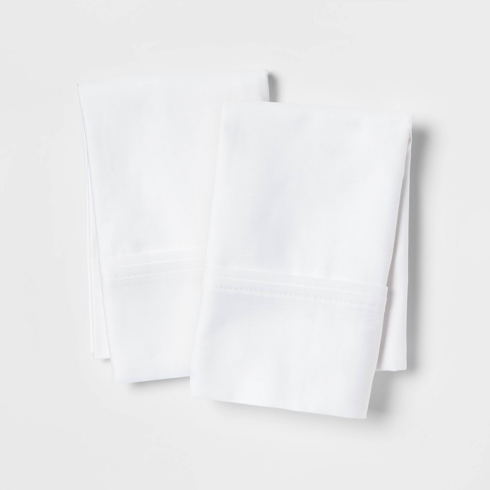 King Solid Performance 400 Thread Count Pillowcase Set White - Threshold™: Cotton Sateen, OEKO-TEX Certified, Set of 2