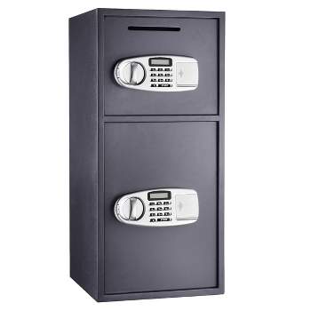 Fleming Supply Double-Door Depository Safe with Drop Slot - 14.5" x 14.25" x 30.5", Dark Gray