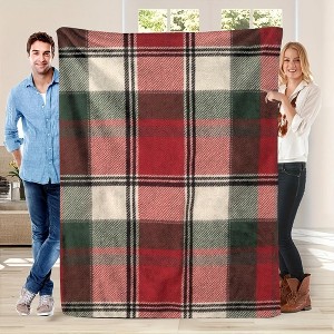 Lomsoe Christmas Plaid Flannel Throw Blanket - Red/Green/Black Tartan Bedspread, Christmas Gift. - 1 of 4