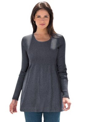 Jessica London Women's Plus Size Ribbed Baby Doll Tunic Sweater