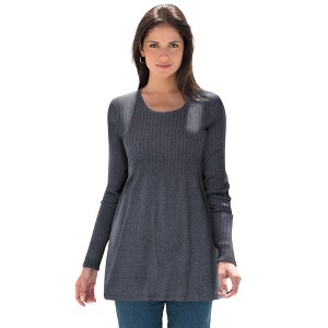 Jessica London Women's Plus Size Ribbed Baby Doll Tunic Sweater - 1 of 4