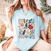Christmas Flowers and Berries Distressed - Women's Garment Dyed Graphic T-Shirt - 2 of 4