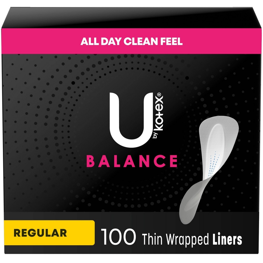U by Kotex Balance Fragrance Free Panty Liners - Light Absorbency - Regular length - 100ct