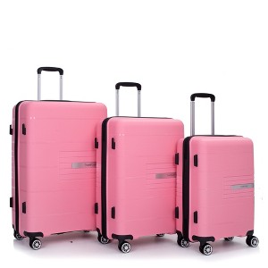 Gulches Hardshell Suitcase Double Spinner Wheels PP Luggage Sets Lightweight Durable Suitcase with TSA Lock,3-Piece Set (20/24/28) , Pink - 1 of 4