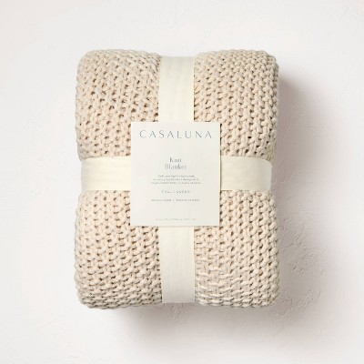Chunky Knit Full/Queen Bed Blanket - Thumbnail 4