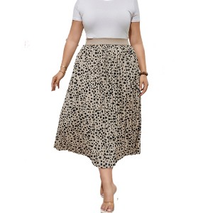 Womens Plus Size Skirt Elastic Waist Boho Skirts with Pockets - 1 of 1