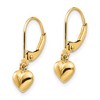 Black Bow Jewelry Kids 5mm Puffed Heart Lever Back Earrings in 14k Yellow Gold - 2 of 4