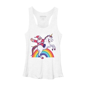 Women's Design By Humans Christmas Cartoon Santa Riding A Unicorn By rasok Racerback Tank Top - 1 of 3