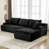 108" Cloud l-Shape Sectional Sofa - Corduroy sleeper sofa with chaise. No assembly required for living room use. - 3 of 4