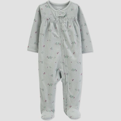 Carter's Just One You®️ Baby Girls' Floral Footed Pajama - Sage Green 3M