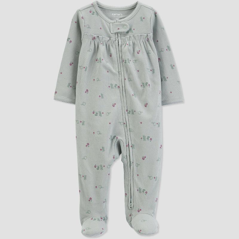 Carter's Just One You®️ Baby Girls' Floral Footed Pajama - Sage Green, 1 of 7