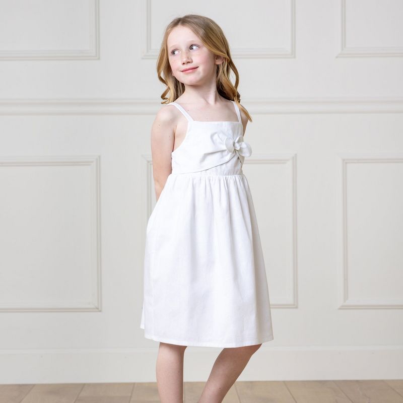 Hope & Henry Girls' Sleeveless Bow Front Linen Sundress, Toddler, 3 of 10