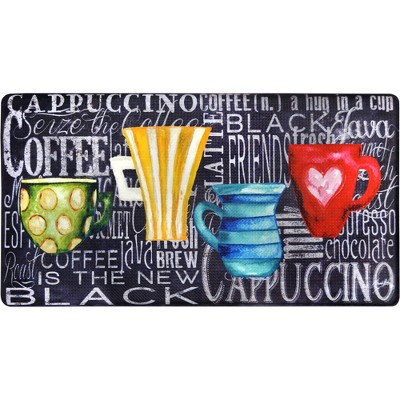 36" x 20" PVC Coffee Cups Anti-Fatigue Kitchen Floor Mat - J&V Textiles