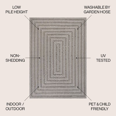 4' x 6' Black and Light Gray Geometric Synthetic Area Rug