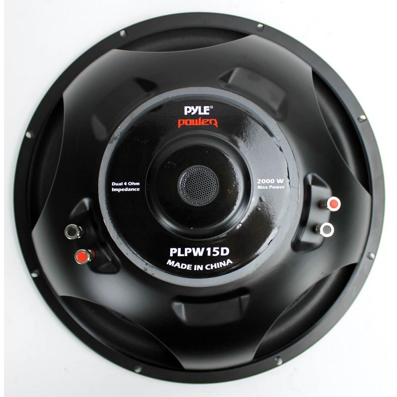 Pyle PLPW15D 15" 2000 Watt DVC Power Car Audio Subwoofer with Black Steel Basket, Non Press Paper Cone, and Dual 4 Ohm Impedance (3 Pack), 4 of 7