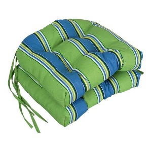 Blazing Needles, 16-inch Spun Polyester Patterned Outdoor U-shaped Tufted Chair Cushions (Set of 2) - 1 of 2
