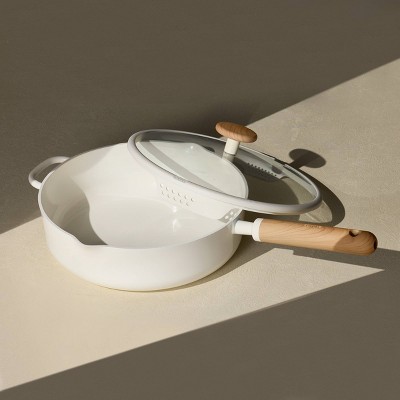 Carote 5qt Ceramic Nonstick Saute Pan with Lid Cream