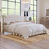 Upholstered  Linen Platform Bed Frame with Curved Tufted Adjustable Headboard Beige-ModernLuxe - 2 of 4