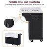 50.7" Kitchen Island with Storage, Tilt Trash Can Cabinet, Pull-Out Organizer, 2 Drawers, 5 Wheels, Drop Leaf Counter, Multifunctional Kitchen Cart - 2 of 4