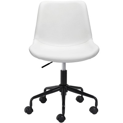White Matte Metal Curved Office Desk Chair