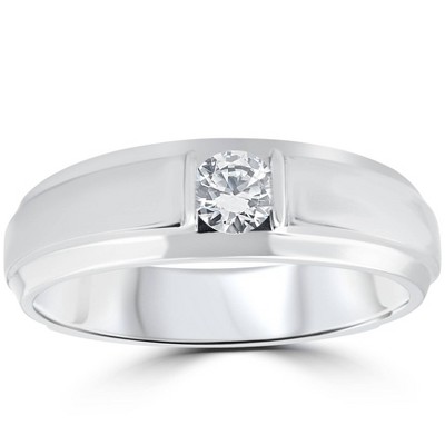 Pompeii3 1/6CT Mens Diamond Solitaire Ring 10K White Gold