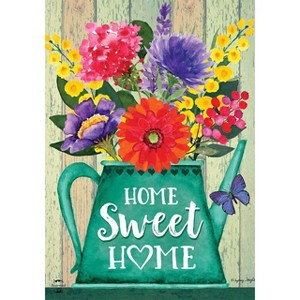 Briarwood Lane Home Sweet Home Spring House Flag Rustic Watering Can Floral 28" x 40" - 1 of 4
