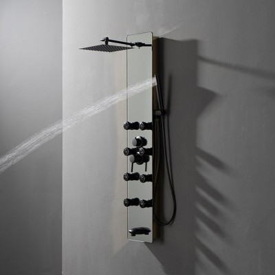 Nickel and Black 8-Jet Multifunction Shower Panel System