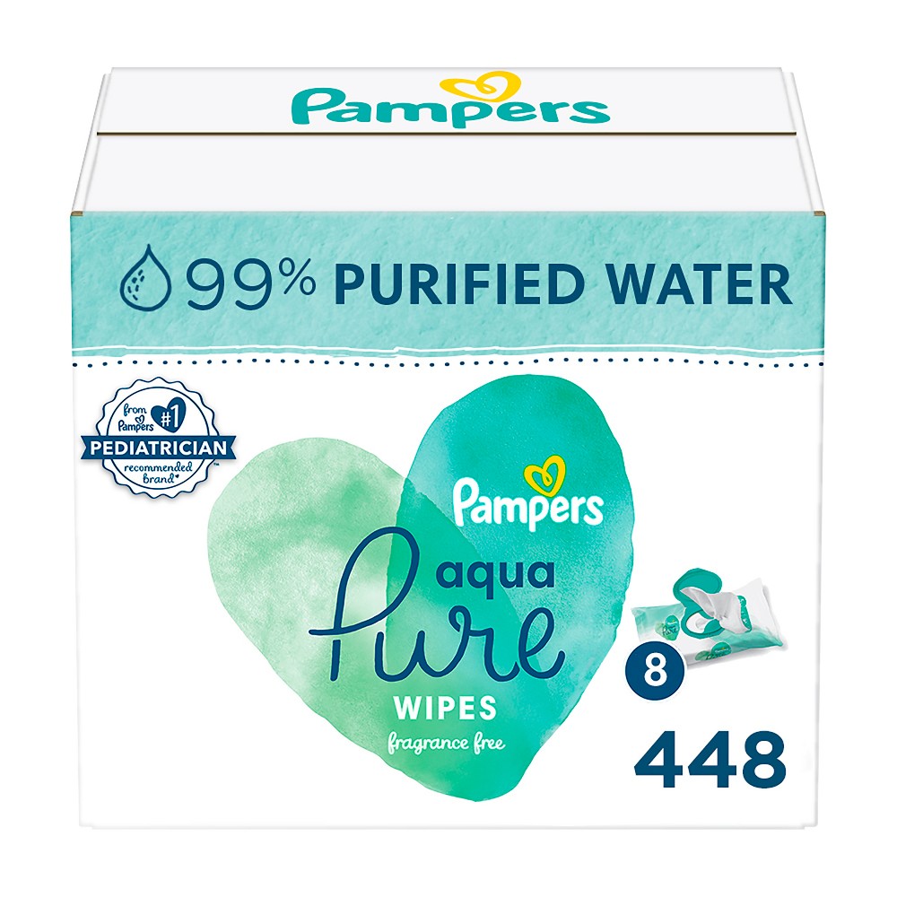Photos - Baby Hygiene Pampers Aqua Pure Sensitive Baby Wipes - 448ct 