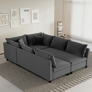 NicBex Couches for Living Room 86" Modular Sectional 6 Seat Sofa Chenille Free Combination Convertible Sofa Couch with Wide Seat and Pillows, Gray - 1 of 4