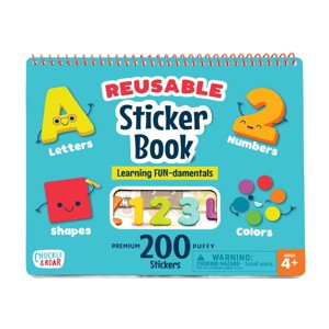 Reusable Sticker Learning & Activity Book with 200 Premium Puffy Stickers - Chuckle & Roar - 1 of 4