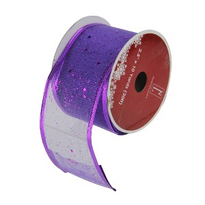 Northlight Pack of 12 Shimmering Purple Wired Christmas Craft Ribbon Spools - 2.5" x 120 Yards - 1 of 3