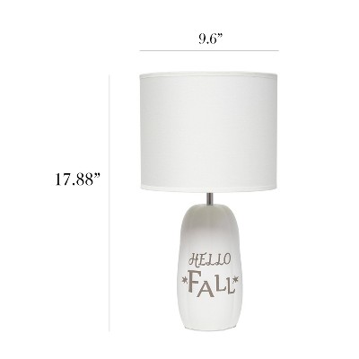 White Ceramic Pumpkin-Shaped Table Lamp with Fabric Shade