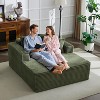 61" Oversized Corduroy Chaise Lounge Chair Upholstered Deep Seat Sofa Bed with USB Ports & Pillows Armrests Sleeper Couch, No Assembly - 2 of 4