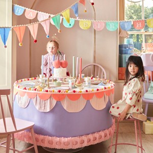 Meri Meri Happy Birthday Fabric Garland (Pack of 1). Garland length is 7.5'. Measures 11' including excess cord. - 1 of 4