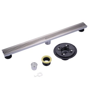 WOWOW Stainless Steel Linear Shower Drain with Removable Cover Grate - 1 of 4