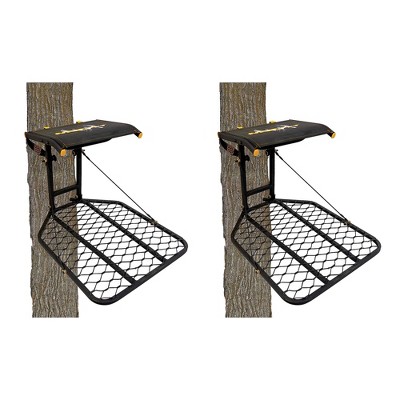 Muddy The Boss Wide Stance Hang On 1 Person Hunting Tree Stand Platform with Silent Straps, FlexTek Comfort Seating, and Extra Wide Platform (2 Pack)