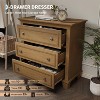 3 Drawer Dresser for Bedroom, Wide Chest of Drawers with Vintage Handle, Modern Wood Dresser Wide Nightstand Cabinet for Living Room - 3 of 4