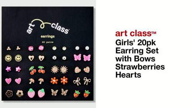Girls&#39; 20pk Earring Set with Bows Strawberries Hearts - art class&#8482;, 2 of 11, play video