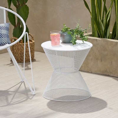 MOEPISY Patio End Table Matte White