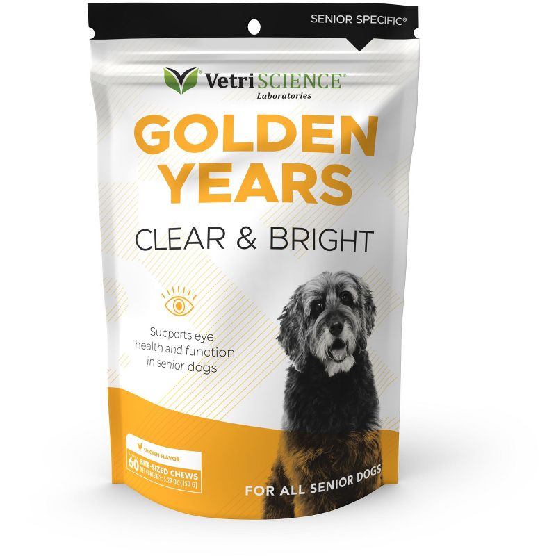 VetriScience Golden Years Clear & Bright Eye Health Supplement for Senior Dogs Chicken Flavor, 60 Bite-Sized Chews, 1 of 4