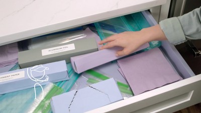 YouCopia StoraRoll Wrap Dispenser, 3-in-1, Drawer Organizer for Foil, Plastic Wrap, Parchment and Wax Paper with Safety Cutters and Labels for Kitchen Organization